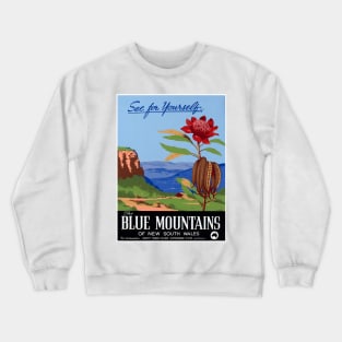 Vintage Travel Poster Blue Mountains See for yourself Australia Crewneck Sweatshirt